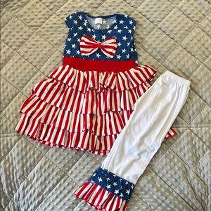 Patriotic Star and Stripe Dress with White Pants New W/O tags